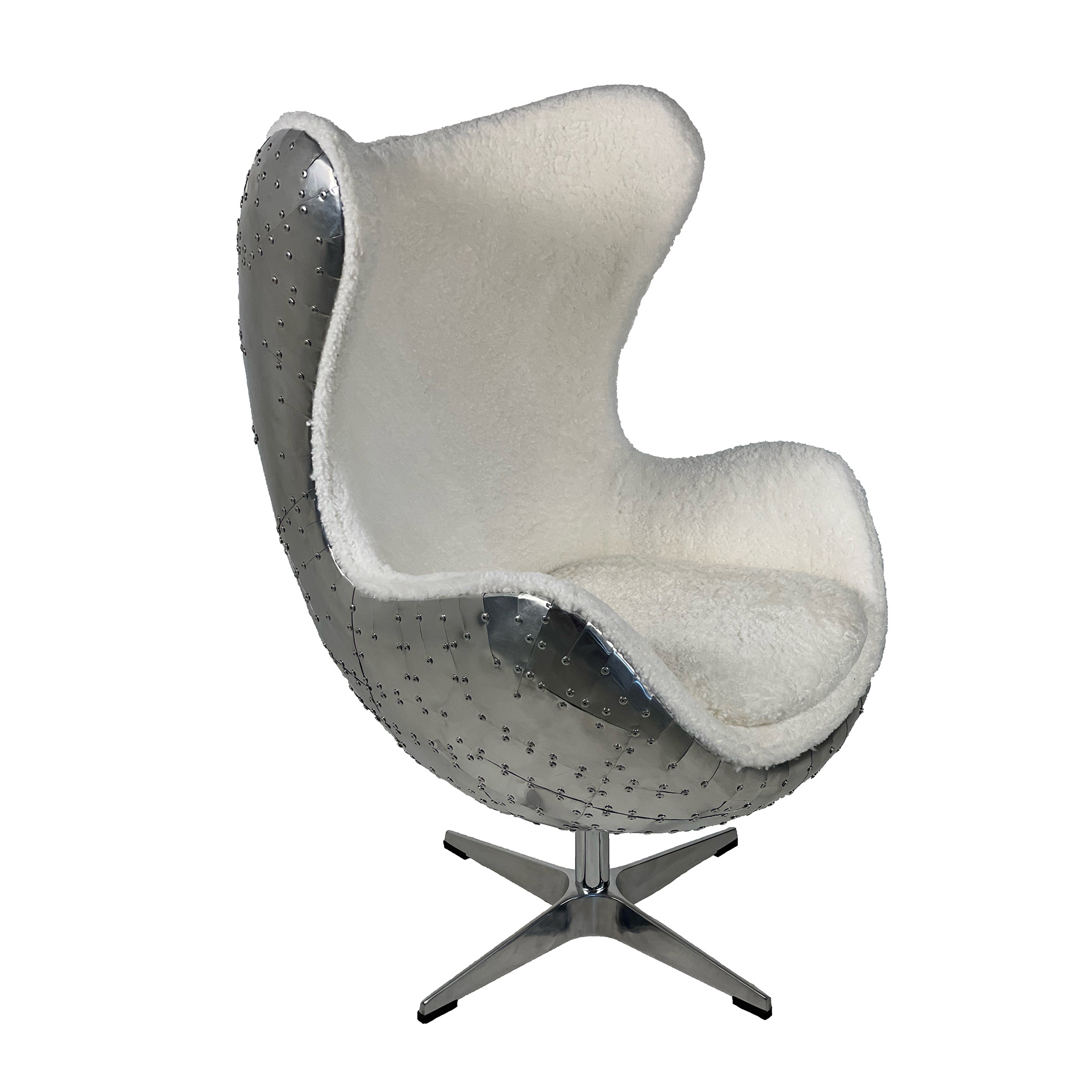 Sessel Vintage Sessel BR Collection Aviator Lamb, 87.0 x 77.0 cm, Weiss, Neu, Eleganz & Komfort - Ideal für entspannte Stunden