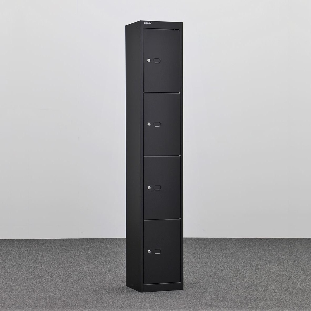 Garderobenschränke Bisley Office (Schwarz, Normal gebraucht, mit 4 Türen, mit Schlüssel)