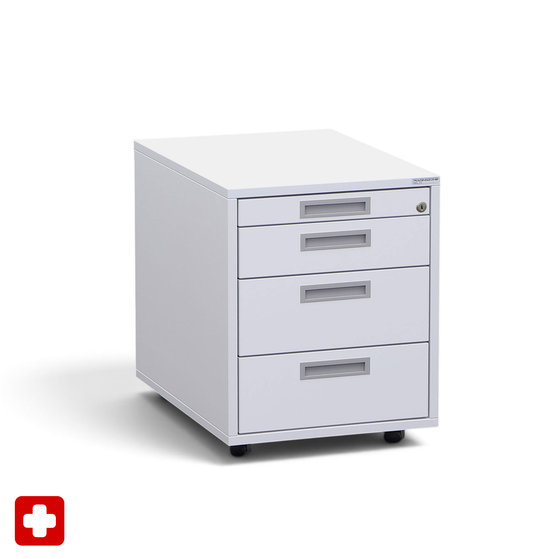 Caisson roulant Tradingzone Proline, Gris blanc, avec des tiroirs, Nouveau - parfait pour un bureau moderne
