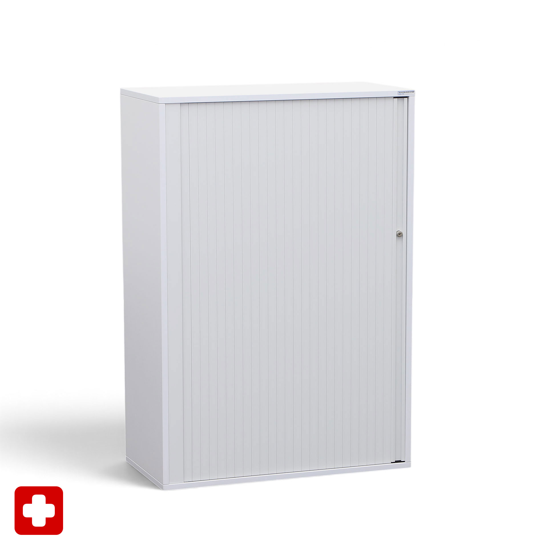 Armoires à rideaux Tradingzone Proline 80 x 40 x 118 cm, Gris blanc, avec clé, Nouveau - solution peu encombrante