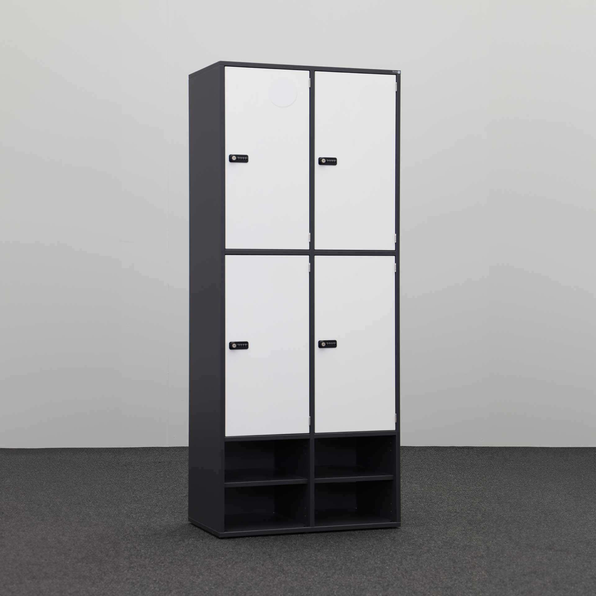 Büroschrank Sitag SitagPort Locker (Schwarz, Neu, 4 Türen, Mit Zahlenschloss)