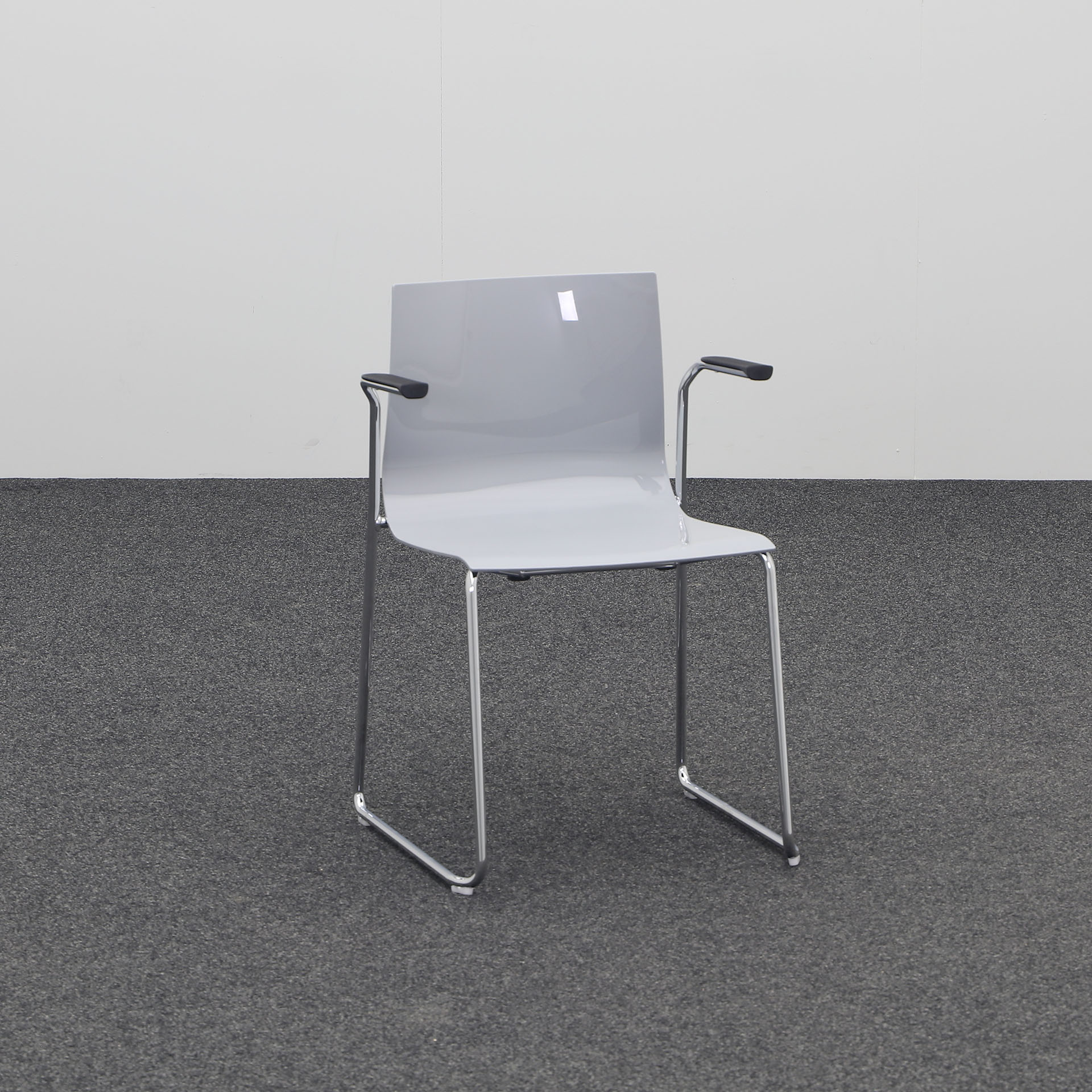 Kufenstühle Moving Chairs Slim Techno Grau mit Fixarmlehnen, Neu - Komfortables Sitzen