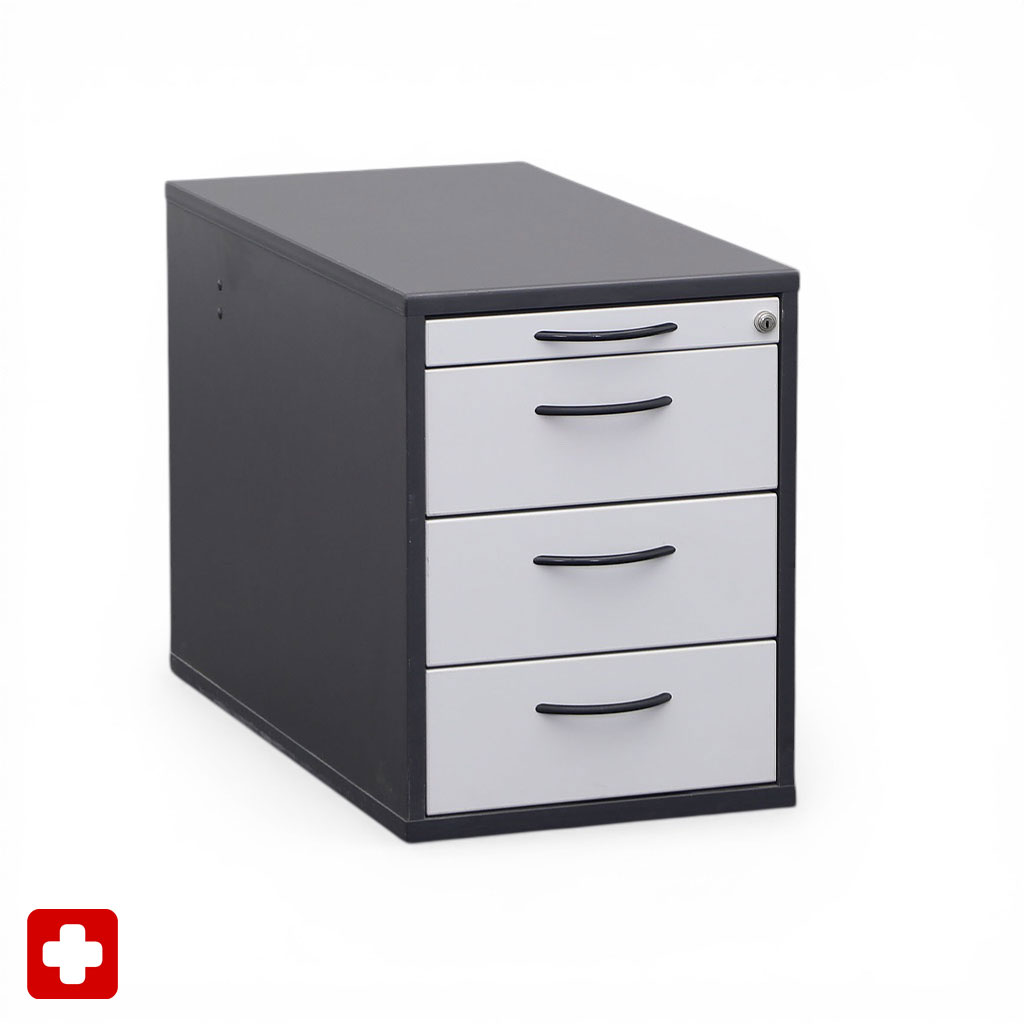 Standcontainer Elan Euroffice, Lichtgrau, mit Schublade, mit Schlüssel, Normal gebraucht – Ideal für leichte Aufbewahrung
