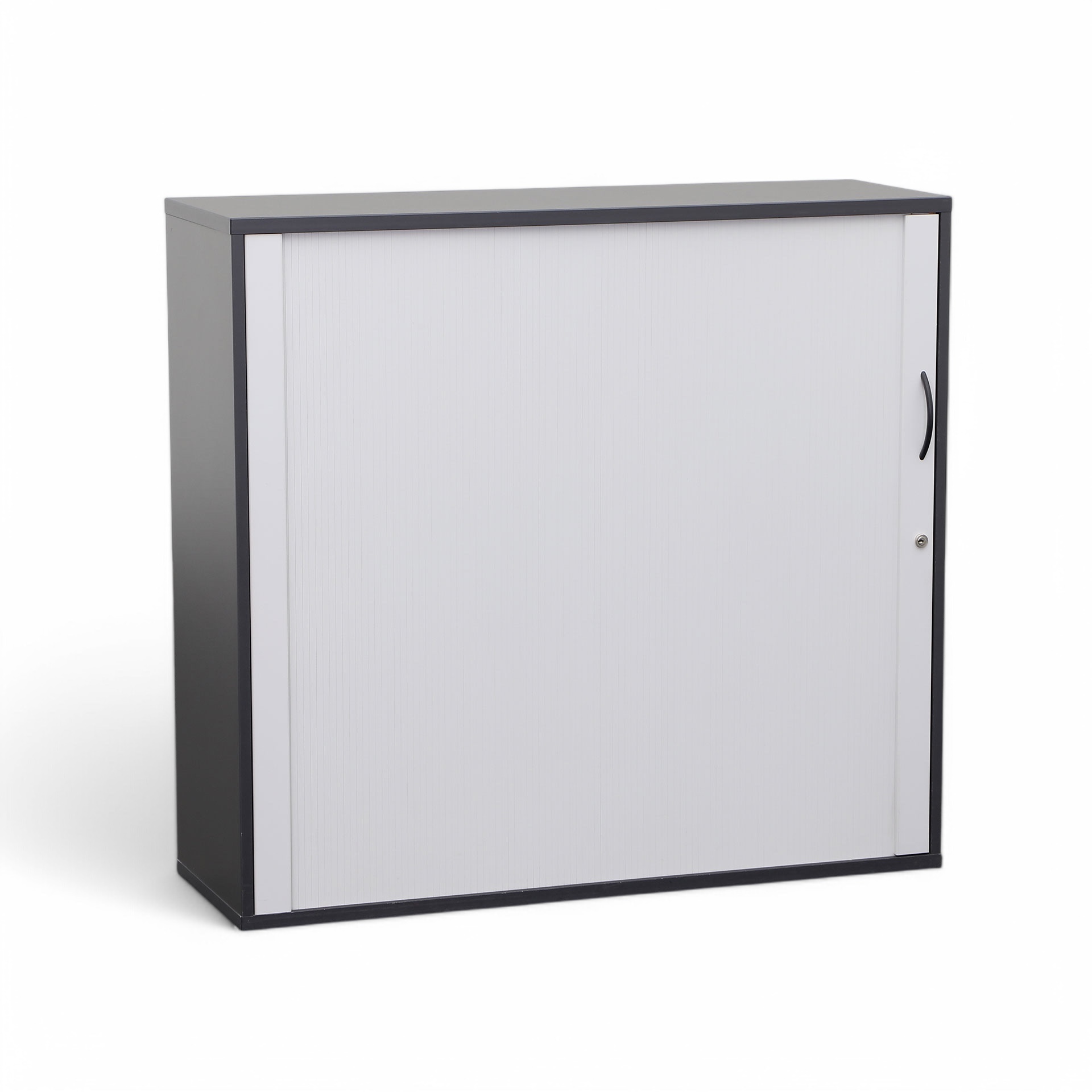 Armoire à rideau Elan Euroffice avec bord carré et rideau en bois (Gris clair, Normalement utilisé, Avec clé)