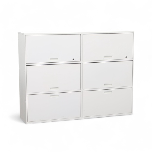 Highboard Lista LO Qub, weiss, Metall (Normal gebraucht, mit Schlüssel)