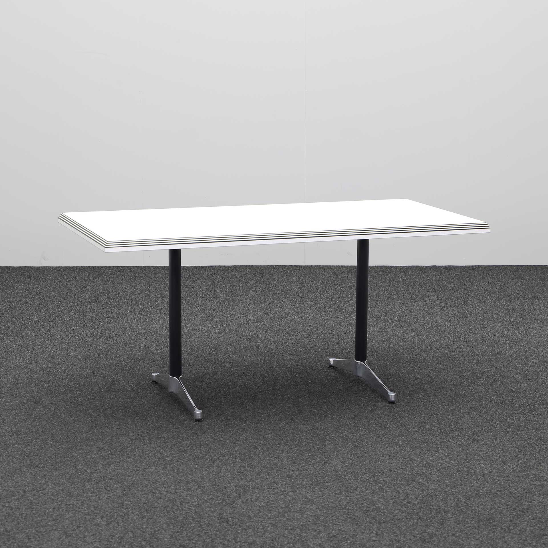 Sitzungstisch Vitra (Weiss, Normal Gebraucht, 160x80, Verchromt, Schwarz)
