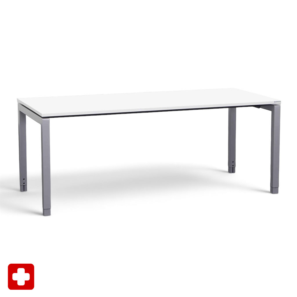 Ergonomischer Schreibtisch Tradingzone Proline 180x80 cm, Weiss/Silbergrau, Neu, Tisch - ideal fürs Homeoffice oder Büro