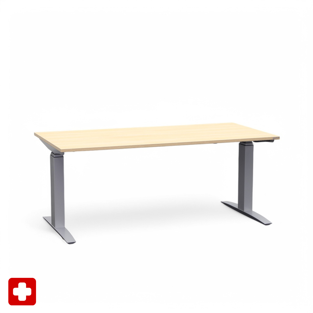 Ergonomique Bureau réglable en hauteur Tradingzone Proline 160x80 cm, Chêne/Gris argenté, Nouveau, Pupitre - idéal pour le bureau ou la maison