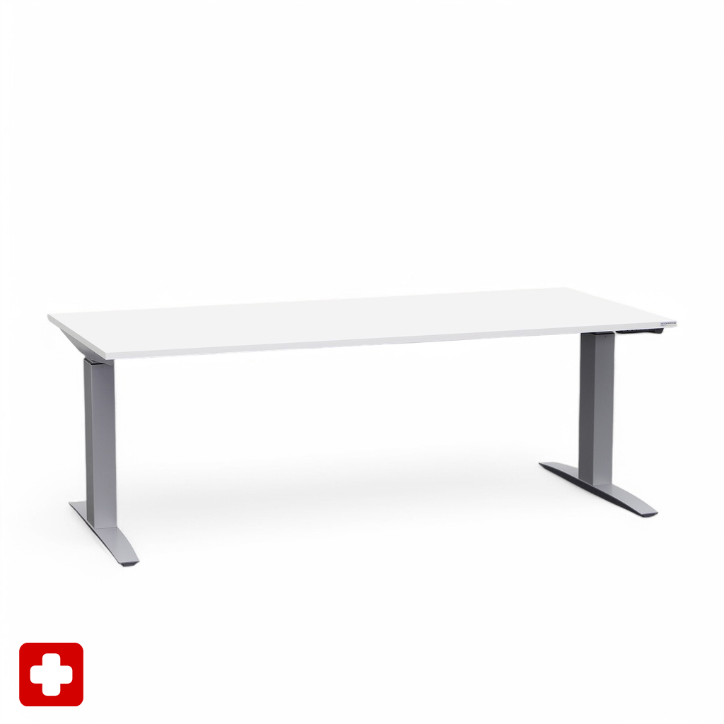 Ergonomischer Höhenverstellbarer Schreibtisch Tradingzone Proline 180x80 cm, Weissgrau/Silbergrau, Neu, Tisch - ideal fürs Homeoffice oder Büro