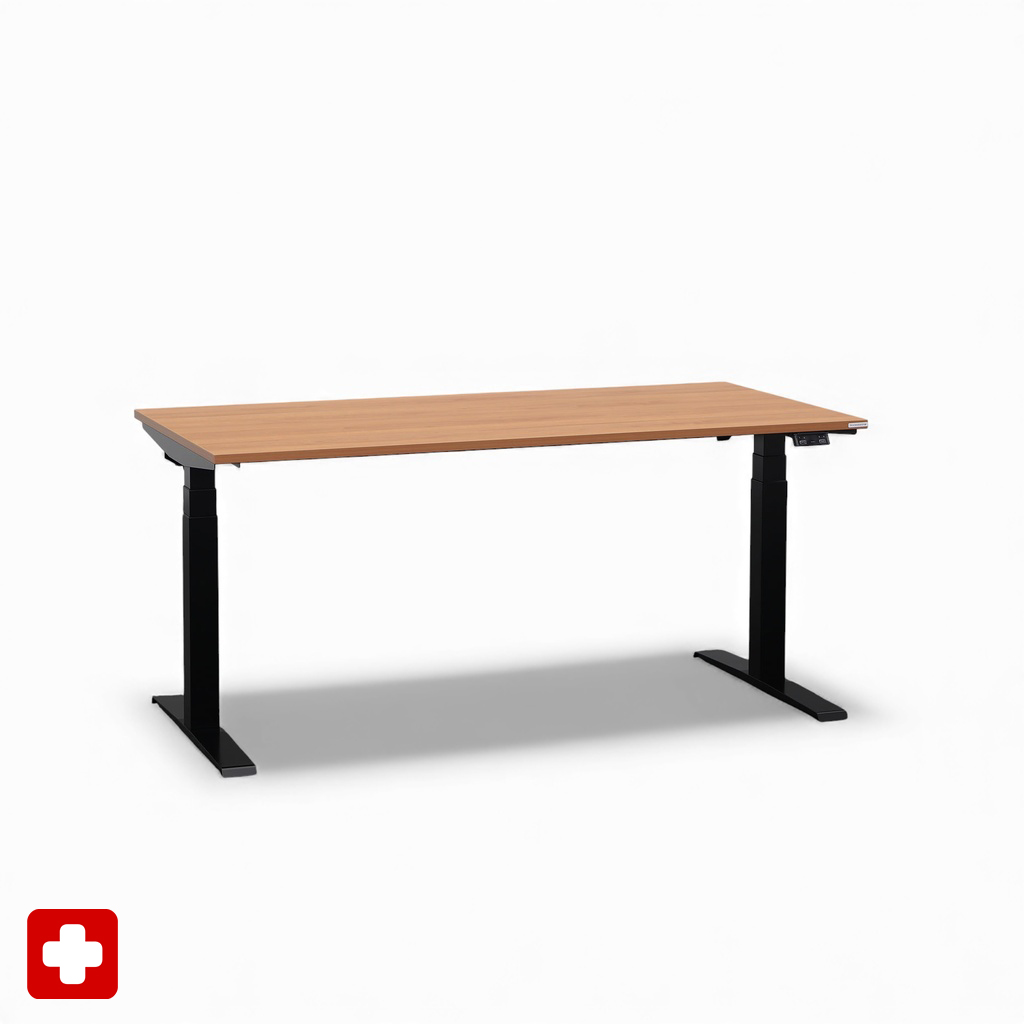 Schreibtisch el. höhenverstellbar Tradingzone GO Swiss (Nussbaum, Neu, 160x80, Schwarz)