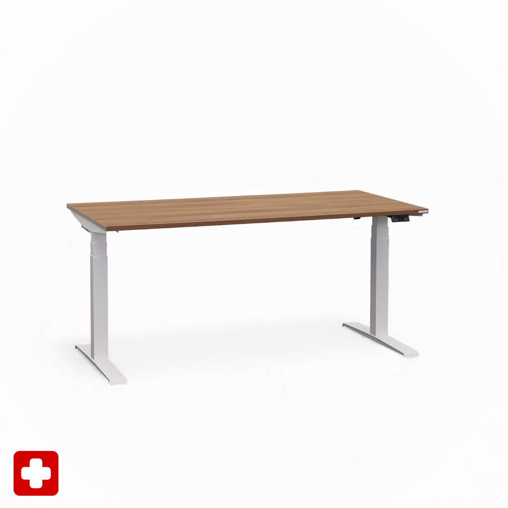 Ergonomique Bureau réglable en hauteur Tradingzone GO Swiss 160x80 cm, Noyer/Blanc, Nouveau, Pupitre - idéal pour le bureau ou la maison