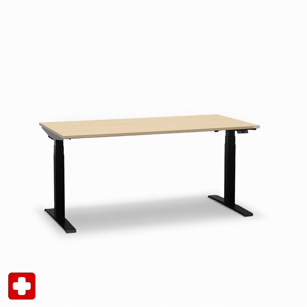 Ergonomischer Schreibtisch el. höhenverstellbar Tradingzone GO Swiss 160x80 cm, Eiche/Schwarz, Neu, Tisch - ideal fürs Homeoffice oder Büro