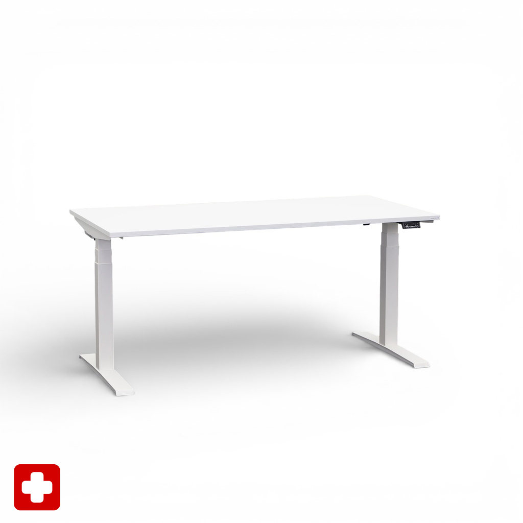 Ergonomischer Schreibtisch el. höhenverstellbar Tradingzone GO Swiss 160x80 cm, Weiss/Weiss, Neu, Tisch - ideal fürs Homeoffice oder Büro