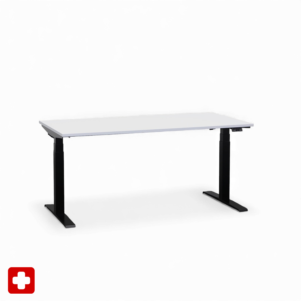 Ergonomischer Schreibtisch el. höhenverstellbar Tradingzone GO Swiss 160x80 cm, Weissgrau/Schwarz, Neu, Tisch - ideal fürs Homeoffice oder Büro