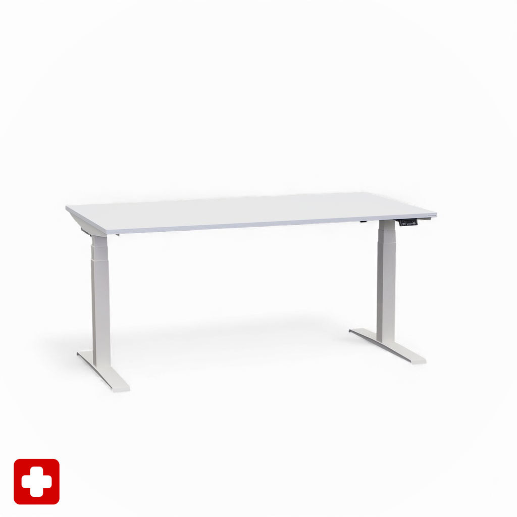 Ergonomique Bureau réglable en hauteur Tradingzone GO Swiss 160x80 cm, Gris blanc/Blanc, Nouveau, Pupitre - idéal pour le bureau ou la maison