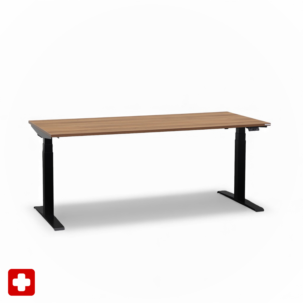 Ergonomique Bureau réglable en hauteur Tradingzone GO Swiss 180x80 cm, Noyer/Noir, Nouveau, Pupitre - idéal pour le bureau ou la maison