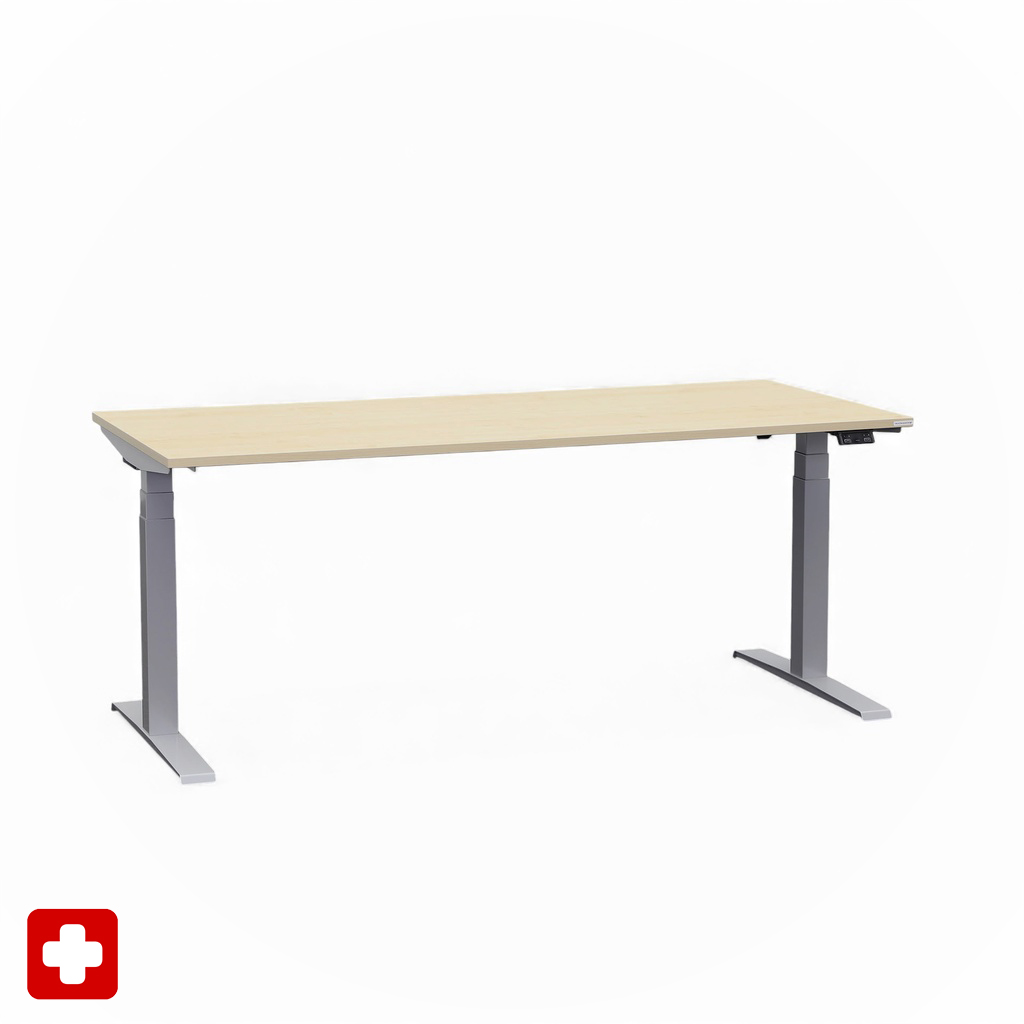 Ergonomique Bureau réglable en hauteur Tradingzone GO Swiss 180x80 cm, Érable/Gris argenté, Nouveau, Pupitre - idéal pour le bureau ou la maison