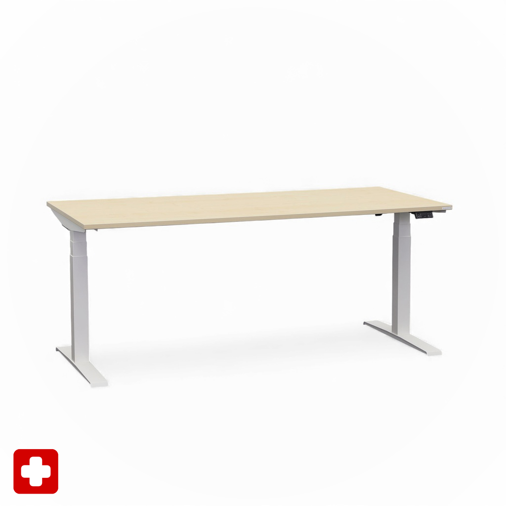 Ergonomique Bureau réglable en hauteur Tradingzone GO Swiss 180x80 cm, Érable/Blanc, Nouveau, Pupitre - idéal pour le bureau ou la maison
