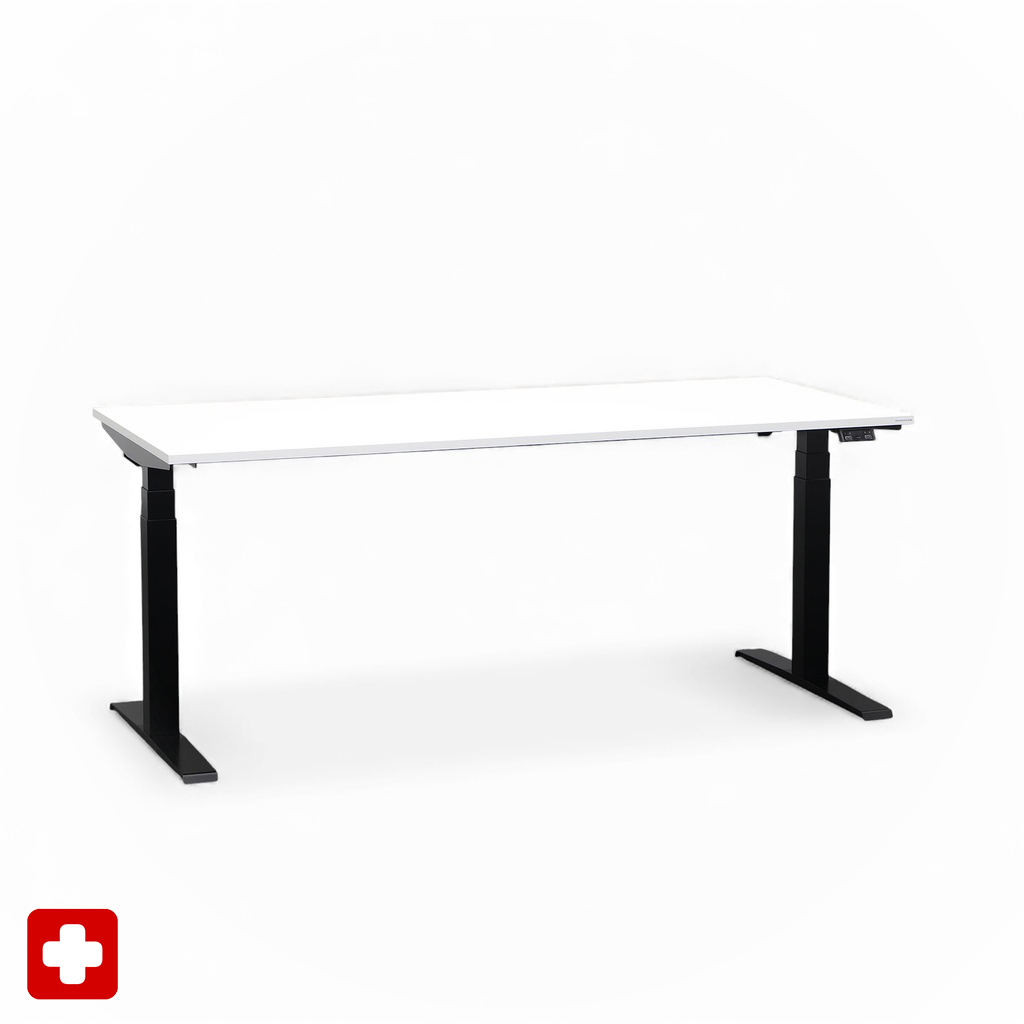 Ergonomischer Schreibtisch el. höhenverstellbar Tradingzone GO Swiss 180x80 cm, Weiss/Schwarz, Neu, Tisch - ideal fürs Homeoffice oder Büro