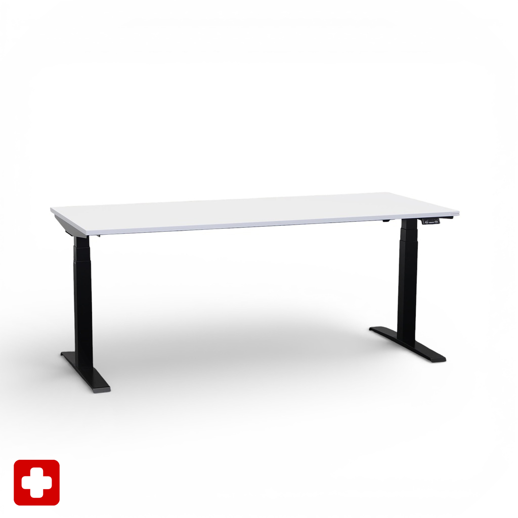 Ergonomischer Schreibtisch el. höhenverstellbar Tradingzone GO Swiss 180x80 cm, Weissgrau/Schwarz, Neu, Tisch - ideal fürs Homeoffice oder Büro