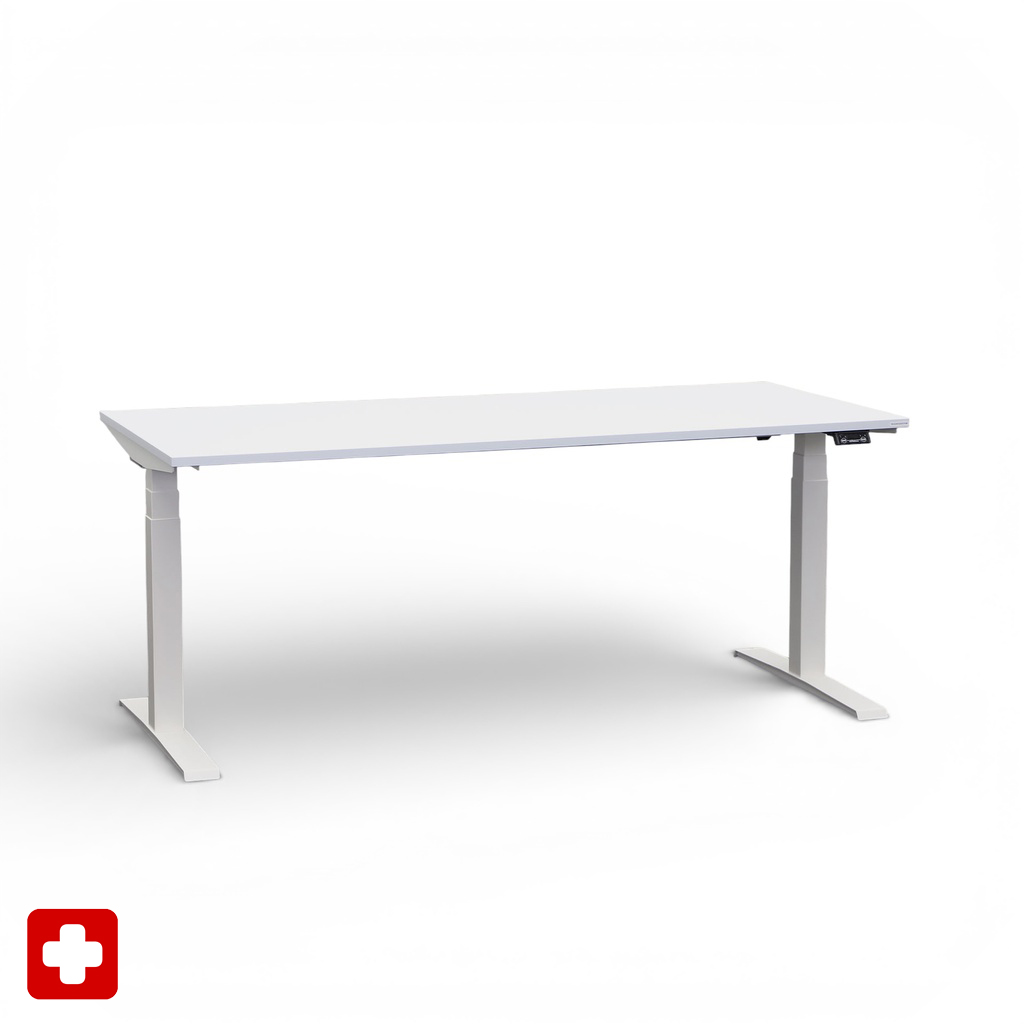 Ergonomique Bureau réglable en hauteur Tradingzone GO Swiss 180x80 cm, Gris blanc/Blanc, Nouveau, Pupitre - idéal pour le bureau ou la maison