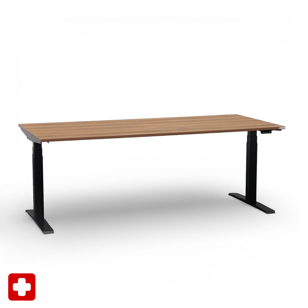 Ergonomique Bureau réglable en hauteur Tradingzone GO Swiss 200x90 cm, Noyer/Noir, Nouveau, Pupitre - idéal pour le bureau ou la maison