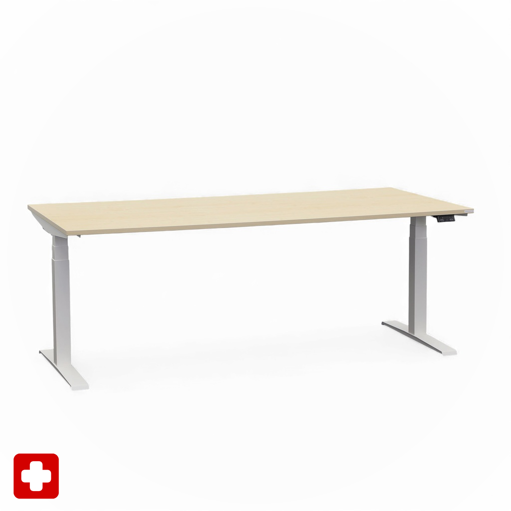 Ergonomischer Schreibtisch el. höhenverstellbar Tradingzone GO Swiss 200x90 cm, Ahorn/Weiss, Neu, Tisch - ideal fürs Homeoffice oder Büro