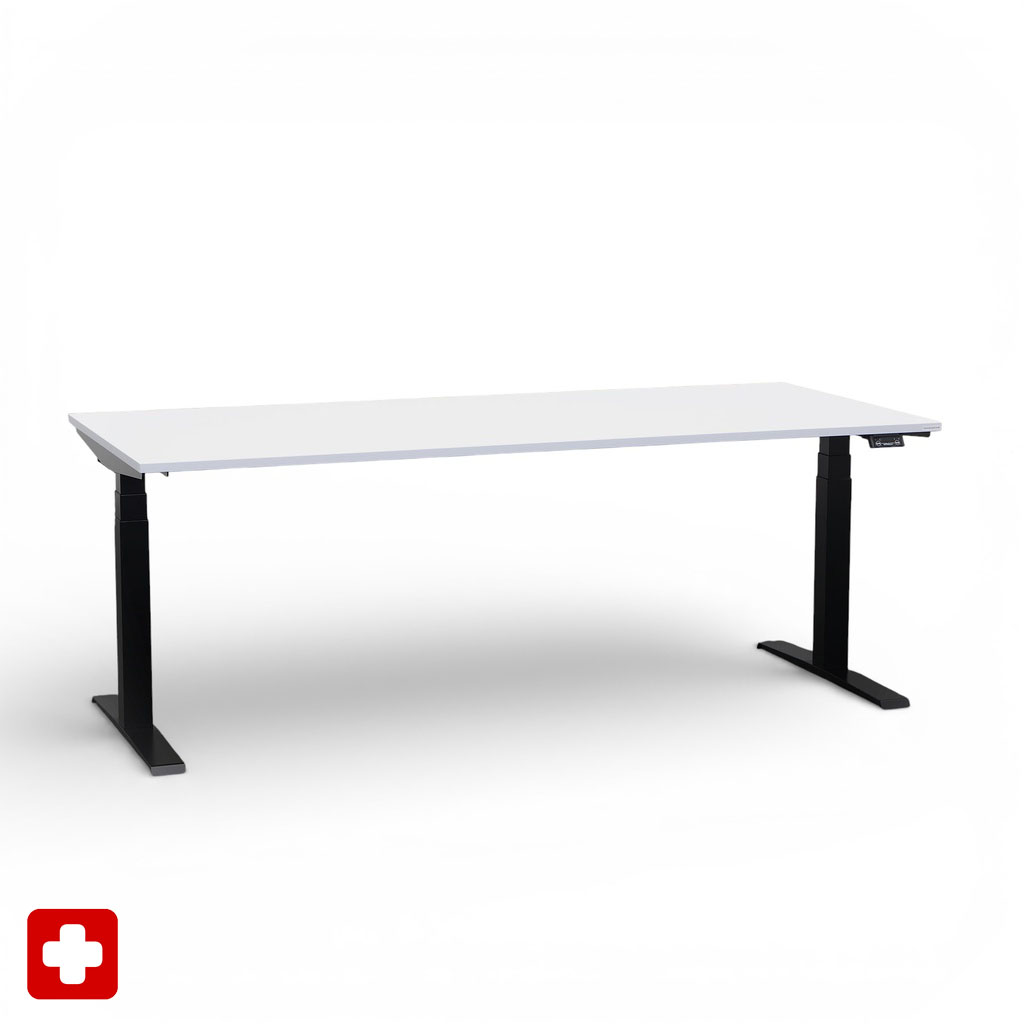 Ergonomischer Schreibtisch el. höhenverstellbar Tradingzone GO Swiss 200x90 cm, Weissgrau/Schwarz, Neu, Tisch - ideal fürs Homeoffice oder Büro