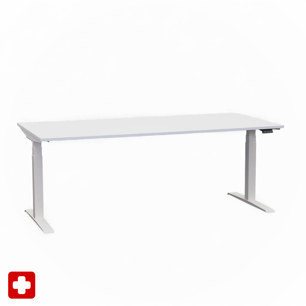 Ergonomique Bureau réglable en hauteur Tradingzone GO Swiss 200x90 cm, Gris blanc/Blanc, Nouveau, Pupitre - idéal pour le bureau ou la maison