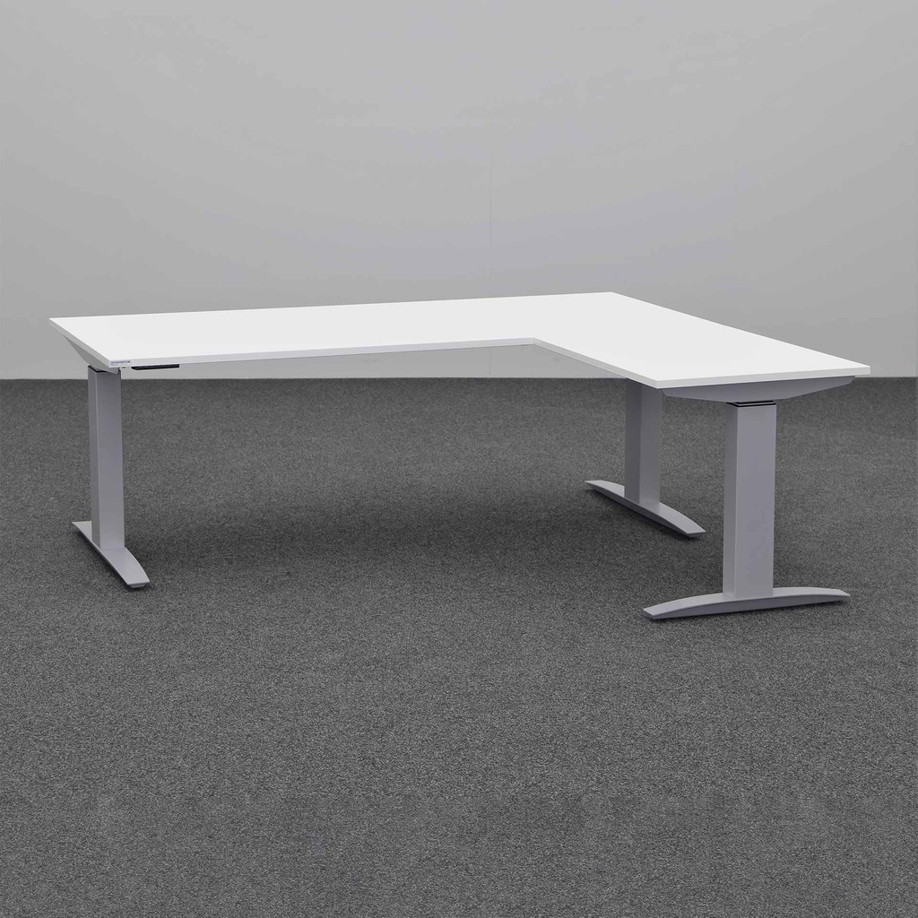 Höhenverstellbarer Eck Schreibtisch Tradingzone Proline kurze Seite rechts (Weiss, Sehr gut, 180x160)