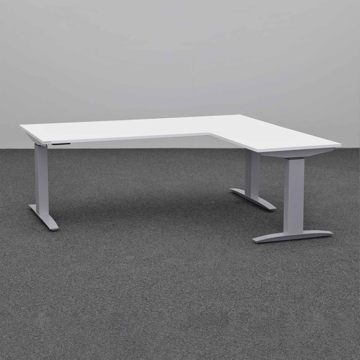 Höhenverstellbarer Eck Schreibtisch Tradingzone Proline kurze Seite rechts (Weiss, Sehr gut, 180x160)