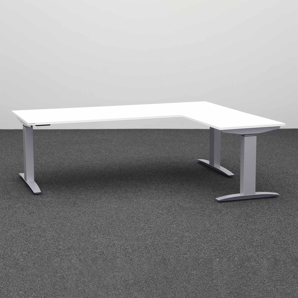 Höhenverstellbarer Eck Schreibtisch Tradingzone Proline kurze Seite rechts (Weiss, Neu, 200x160)