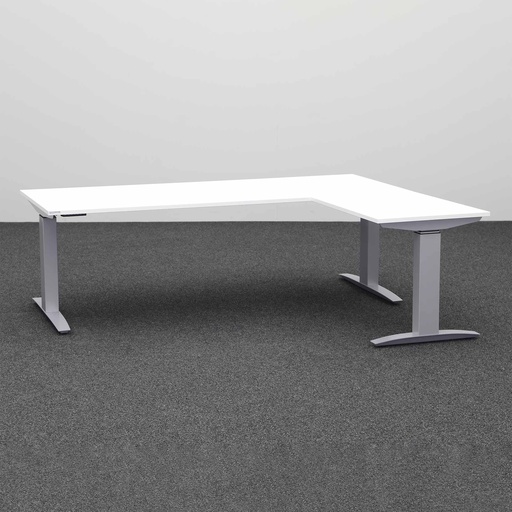 Höhenverstellbarer Eck Schreibtisch Tradingzone Proline kurze Seite rechts (Weiss, Neu, 200x160)