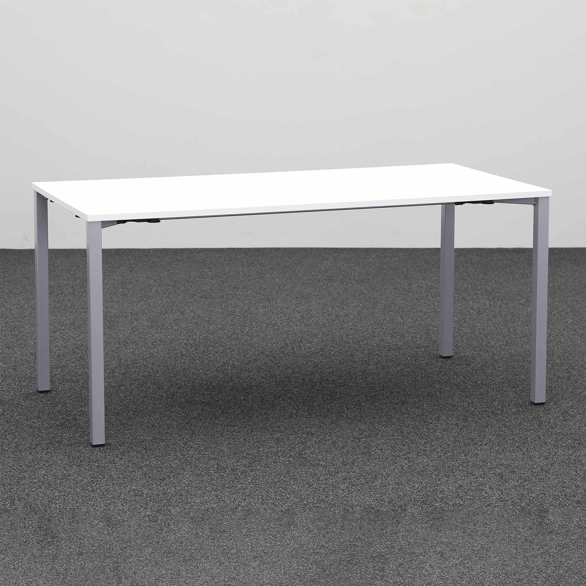 Image of Sitzungstisch Tradingzone Proline 160x80 cm, Weiss/Silbergrau, Rechteckig, Neu, Tisch - Hochwertig & langlebig