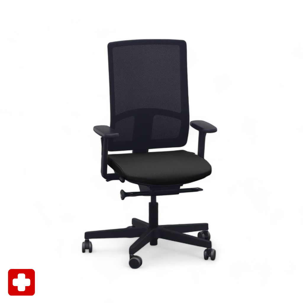 Chaise de bureau SitagPoint Tec 2 Mesh avec accoudoirs 2D, Noir, Nouveau, Chaise ergonomique - idéale pour un travail flexible