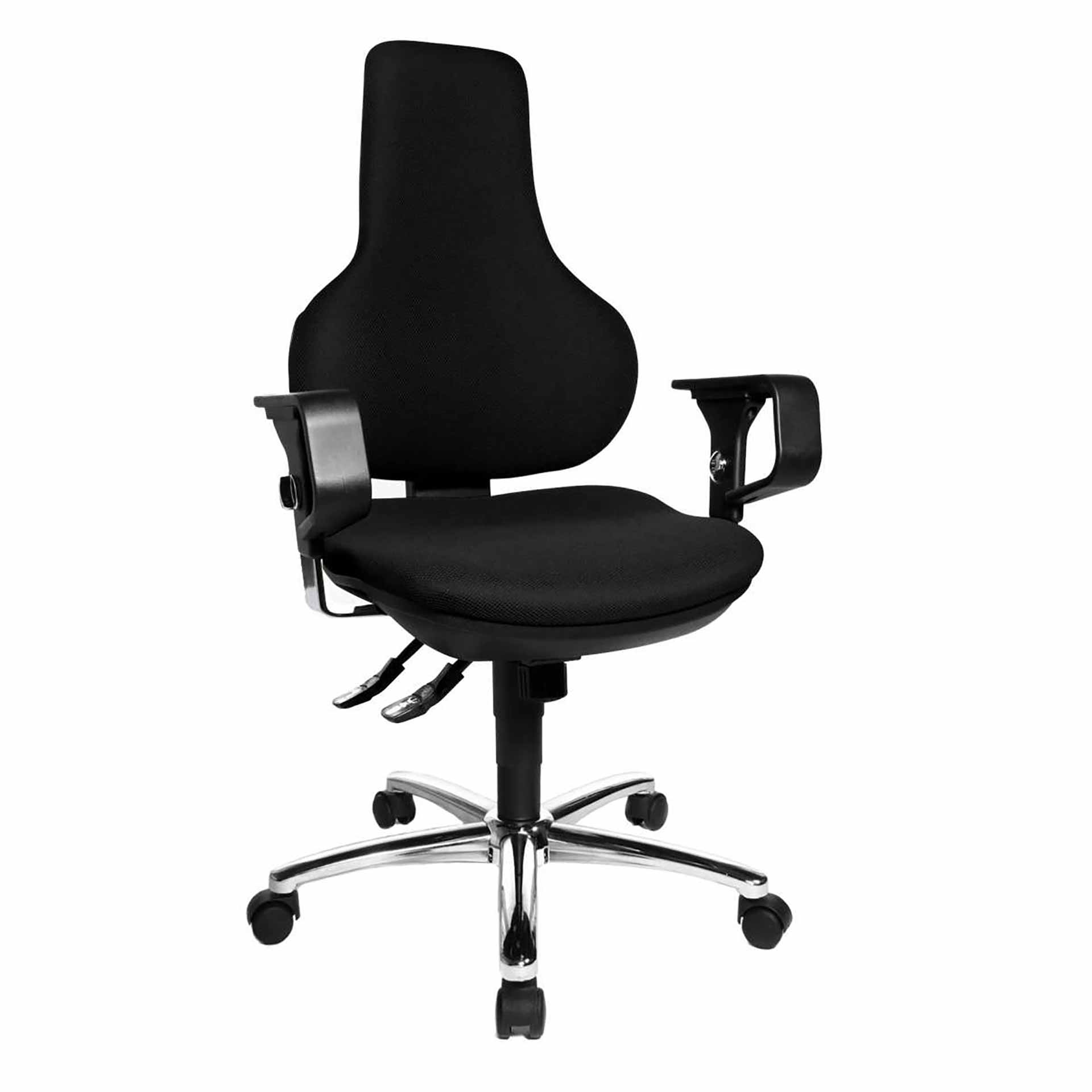 Chaise de bureau pivotante Topstar Ergo Point SY Deluxe avec accoudoirs 2D, Noir, Nouveau, Chaise ergonomique - idéale pour un travail flexible