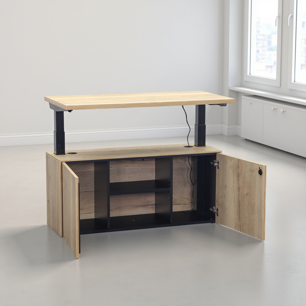Sitz-/Stehtisch Bralco Winglet-e mit Unterschrank (Sehr gut)