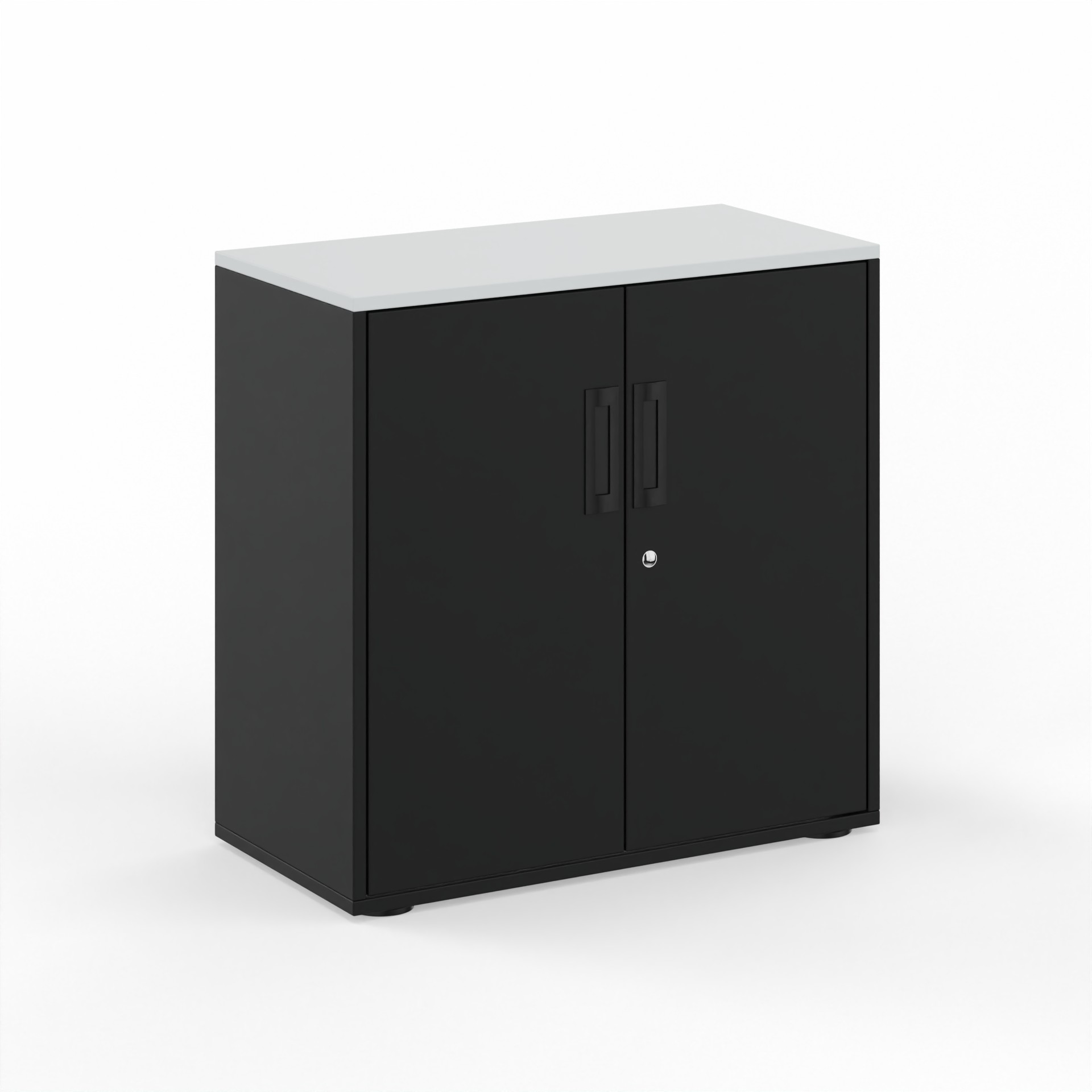Image of Flügeltürschrank Tradingzone GO Swiss 80.0 x 80.0 x 40.0 cm, Schwarz/Weissgrau, 2 Ordner hoch, Neu - Modern und Platzsparend