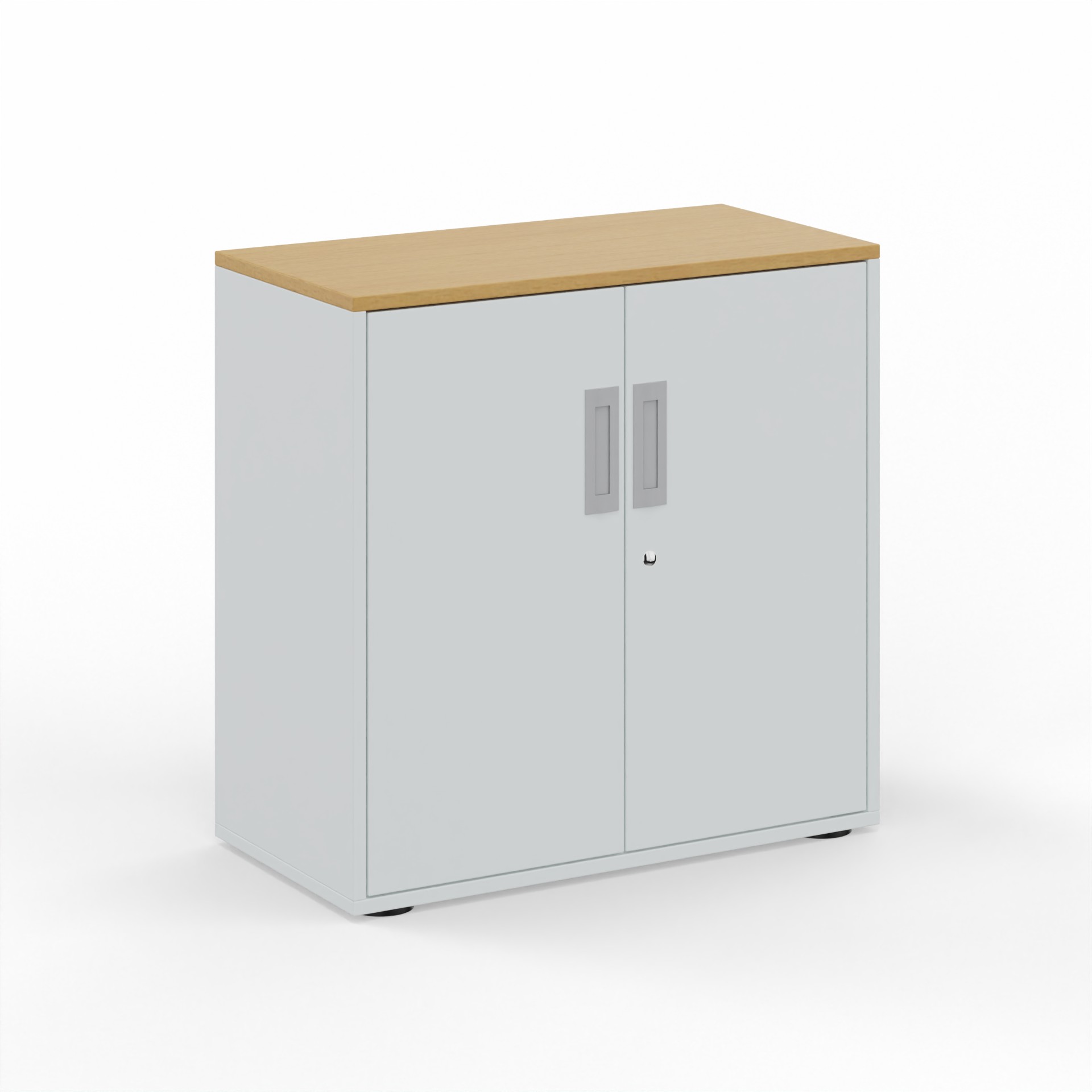 Image of Flügeltürschrank Tradingzone GO Swiss 80.0 x 80.0 x 40.0 cm, Weissgrau/Buche, 2 Ordner hoch, Neu - Modern und Platzsparend