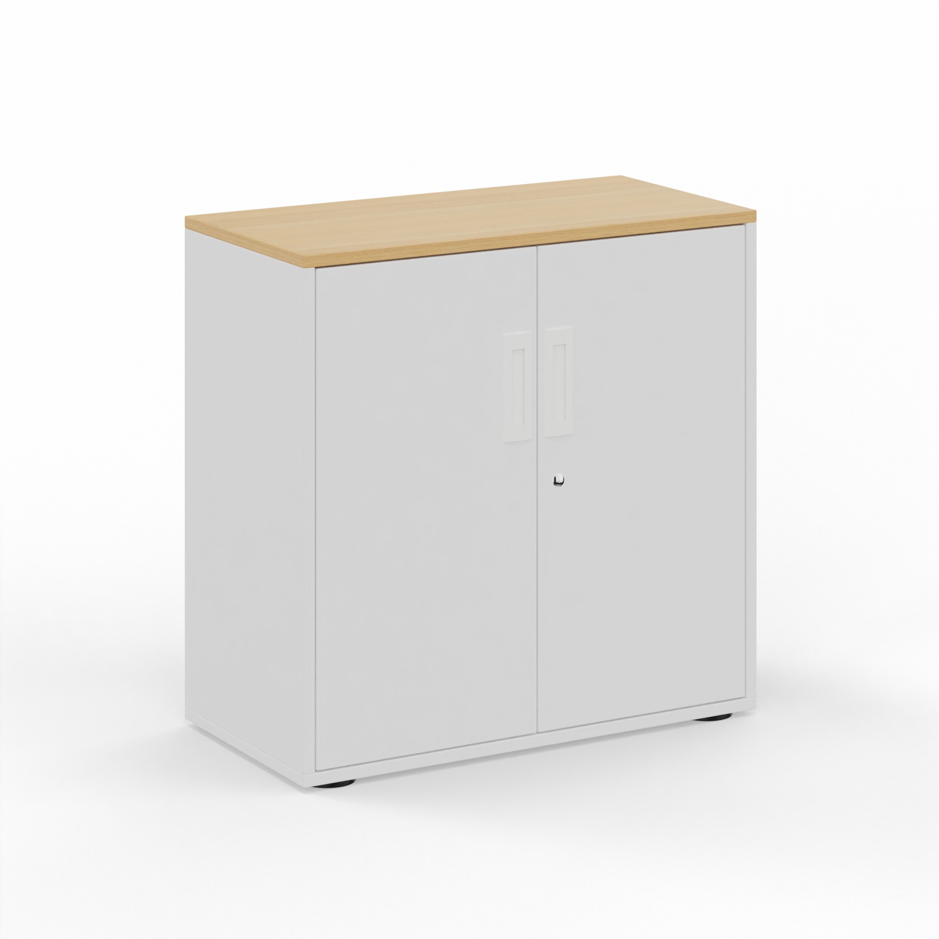 Flügeltürschrank Tradingzone GO Swiss 80.0 x 80.0 x 40.0 cm, Weiss/Eiche, 2 Ordner hoch, Neu - Modern und Platzsparend