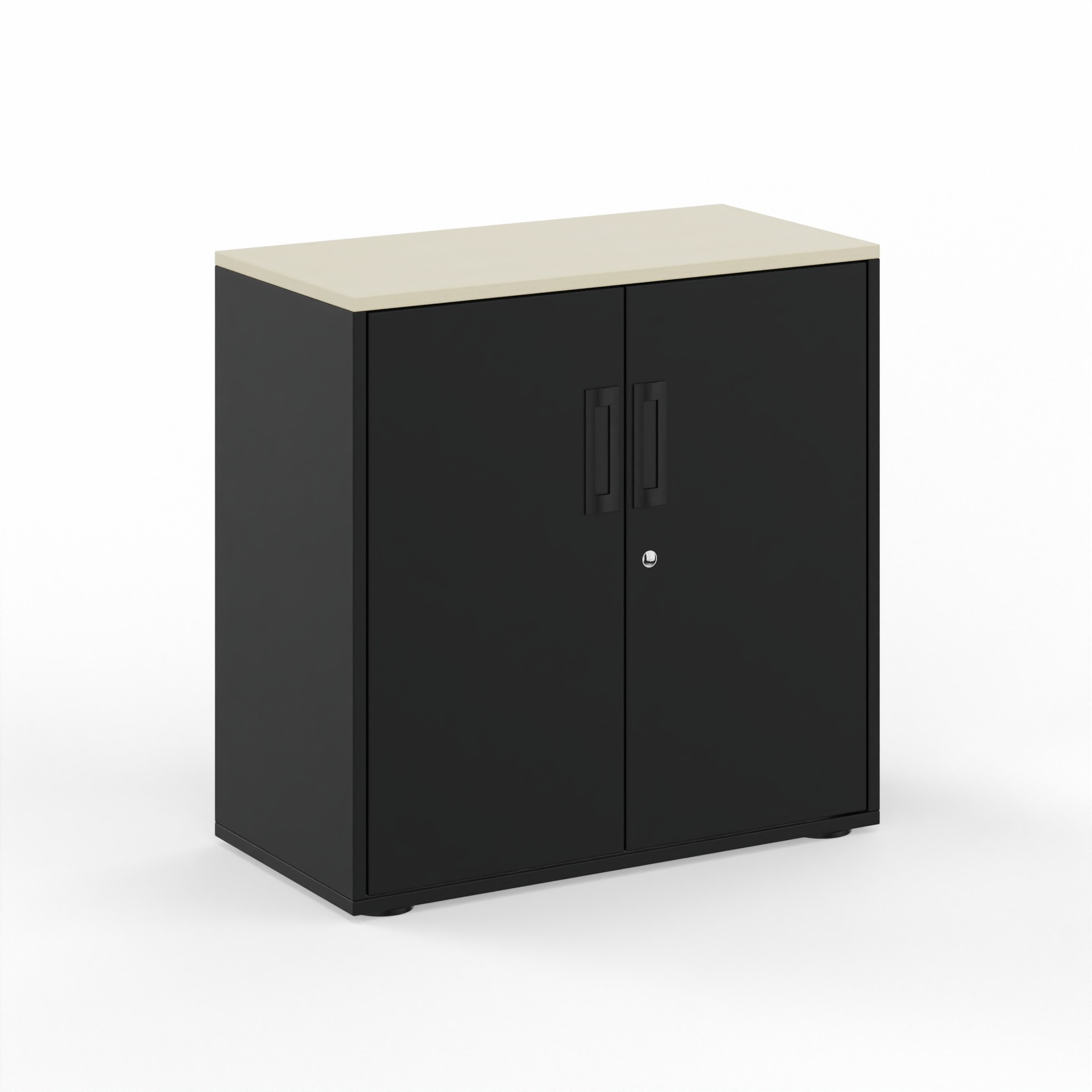 Image of Flügeltürschrank Tradingzone GO Swiss 80.0 x 80.0 x 40.0 cm, Schwarz/Ahorn, 2 Ordner hoch, Neu - Modern und Platzsparend