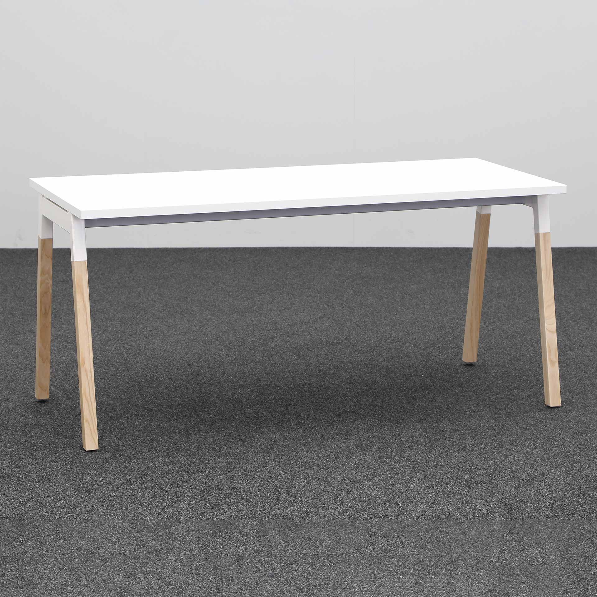 Bureaux Mdd Ogi 160x70 cm, Blanc/Marron, Nouveau, Table de bureau - pour le bureau ou le home office