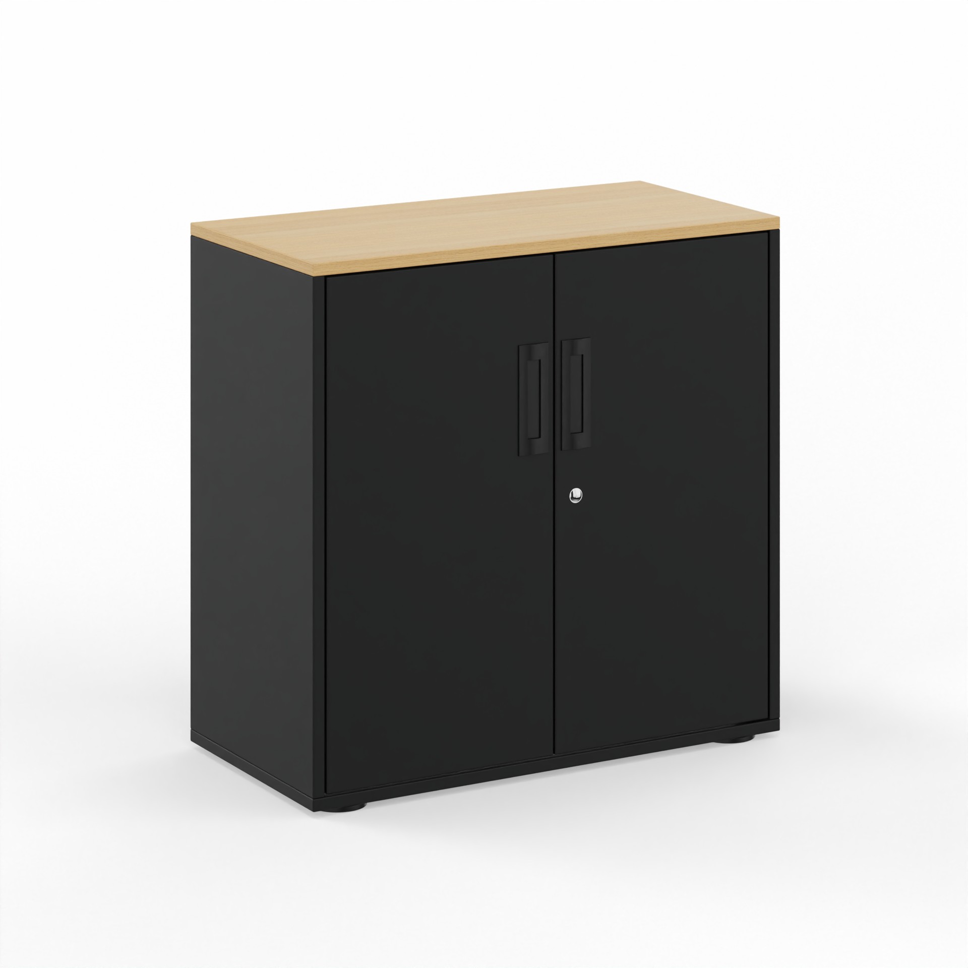 Image of Flügeltürschrank Tradingzone GO Swiss 80.0 x 80.0 x 40.0 cm, Schwarz/Eiche, 2 Ordner hoch, Neu - Modern und Platzsparend