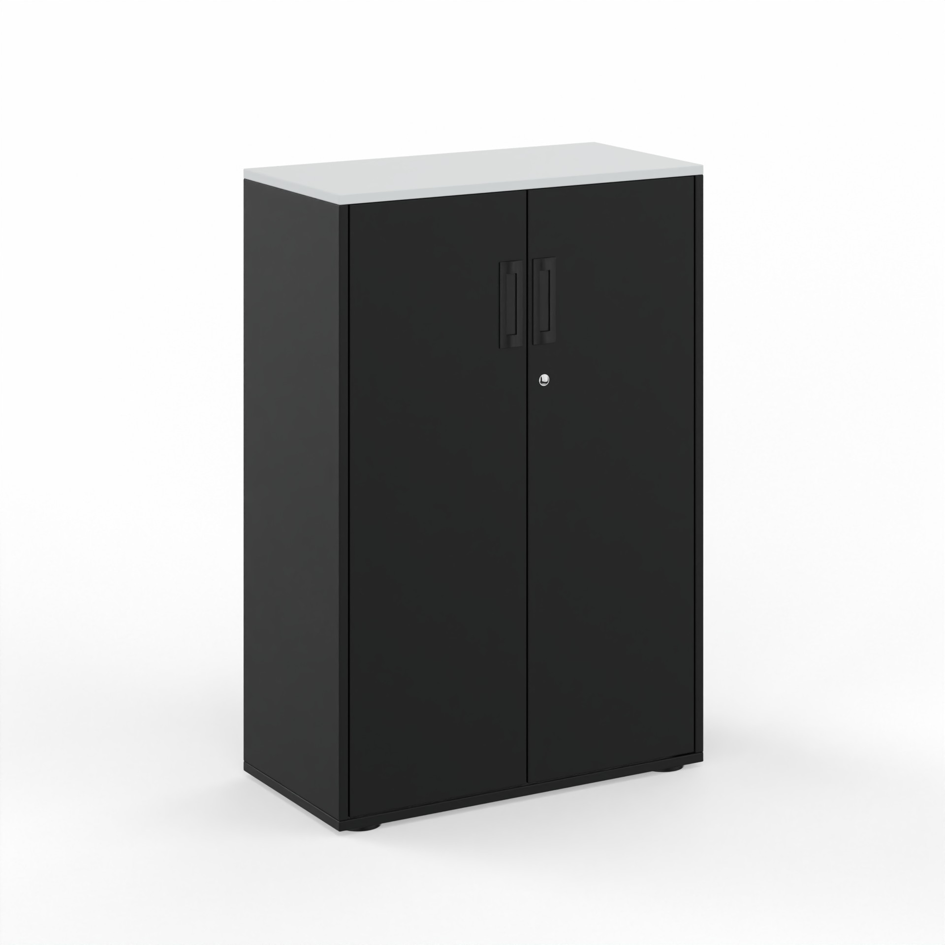 Image of Flügeltürschrank Tradingzone GO Swiss 80.0 x 118.0 x 40.0 cm, Schwarz/Weissgrau, 3 Ordner hoch, Neu - Modern und Platzsparend