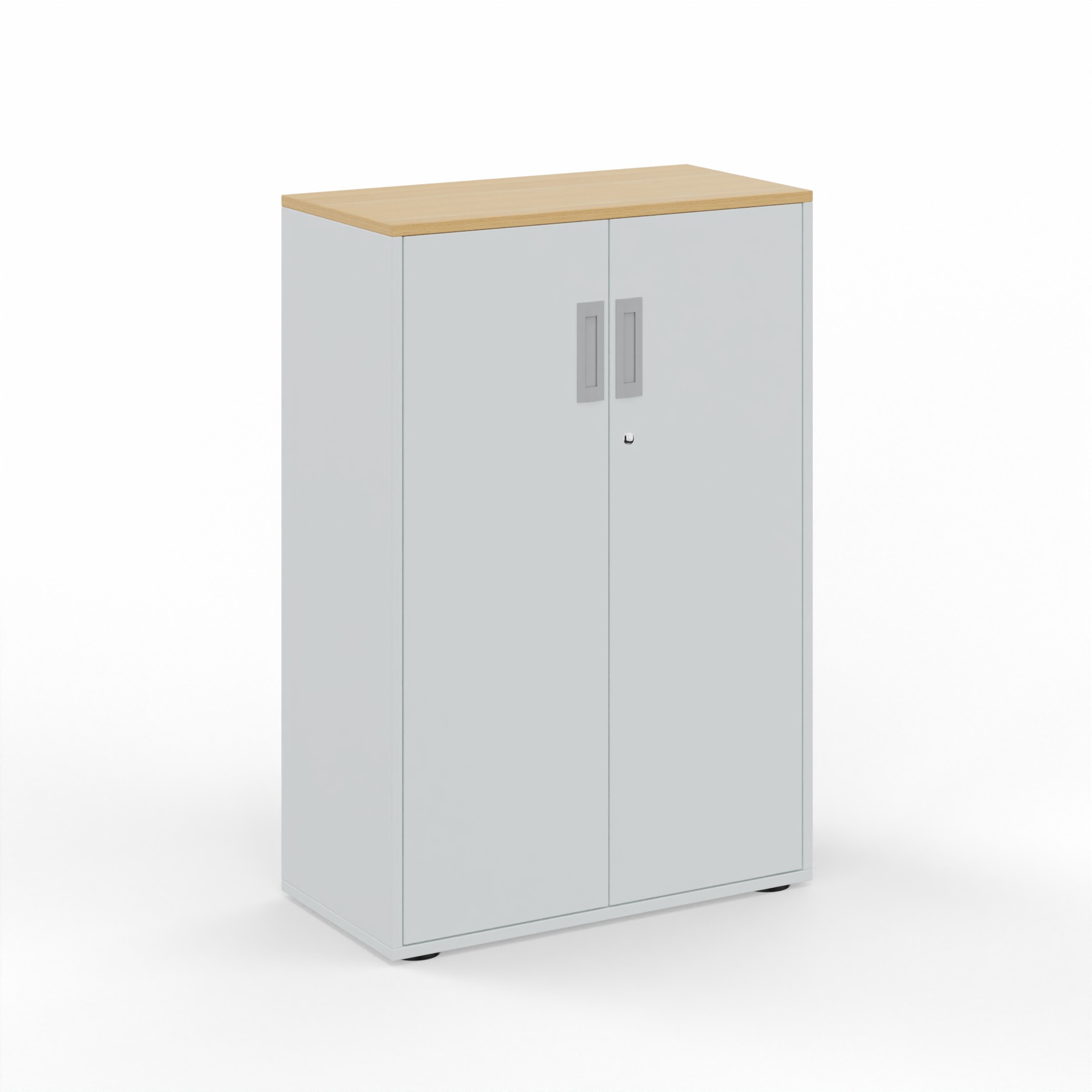 Image of Flügeltürschrank Tradingzone GO Swiss 80.0 x 118.0 x 40.0 cm, Weissgrau/Eiche, 3 Ordner hoch, Neu - Modern und Platzsparend