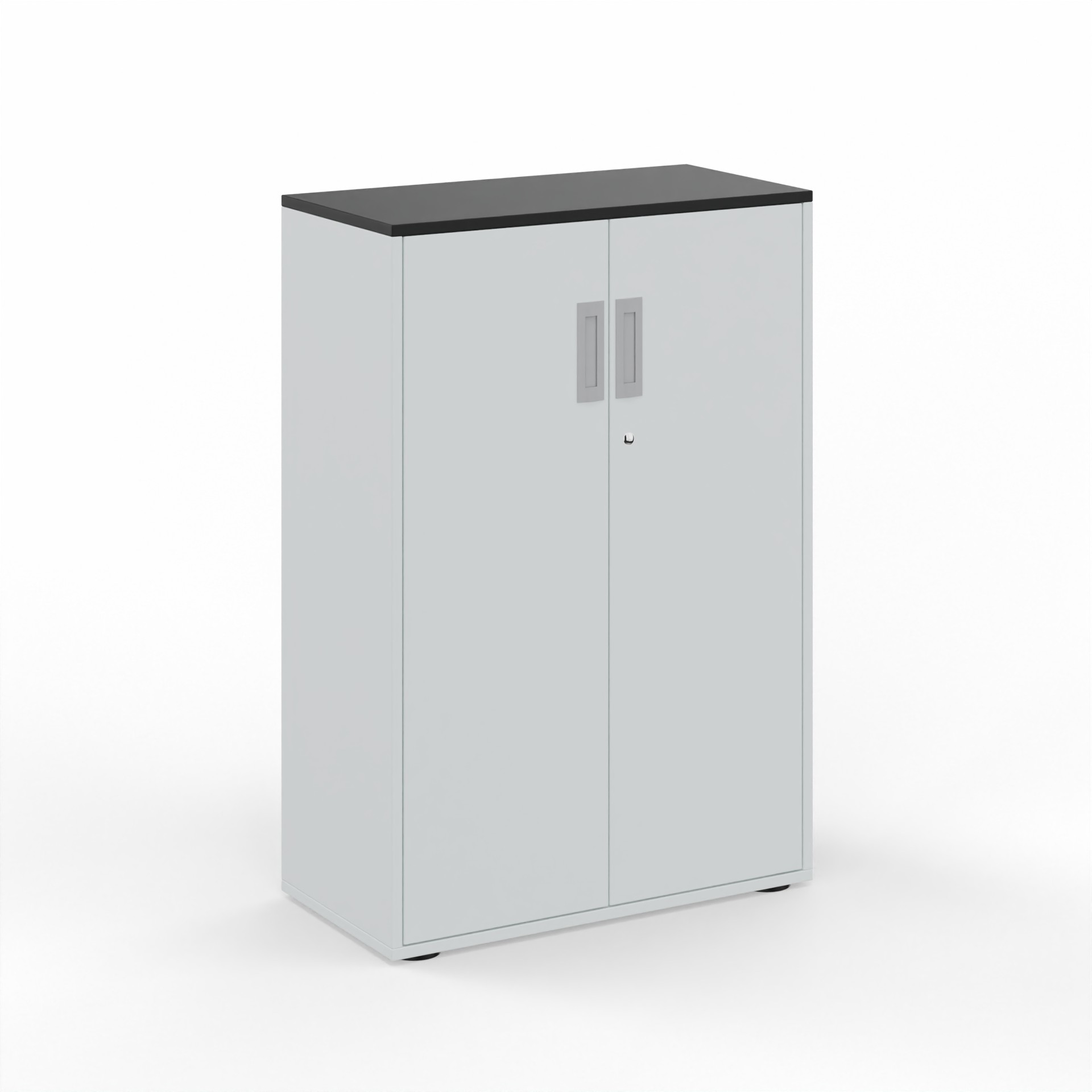 Image of Flügeltürschrank Tradingzone GO Swiss 80.0 x 118.0 x 40.0 cm, Weissgrau/Schwarz, 3 Ordner hoch, Neu - Modern und Platzsparend