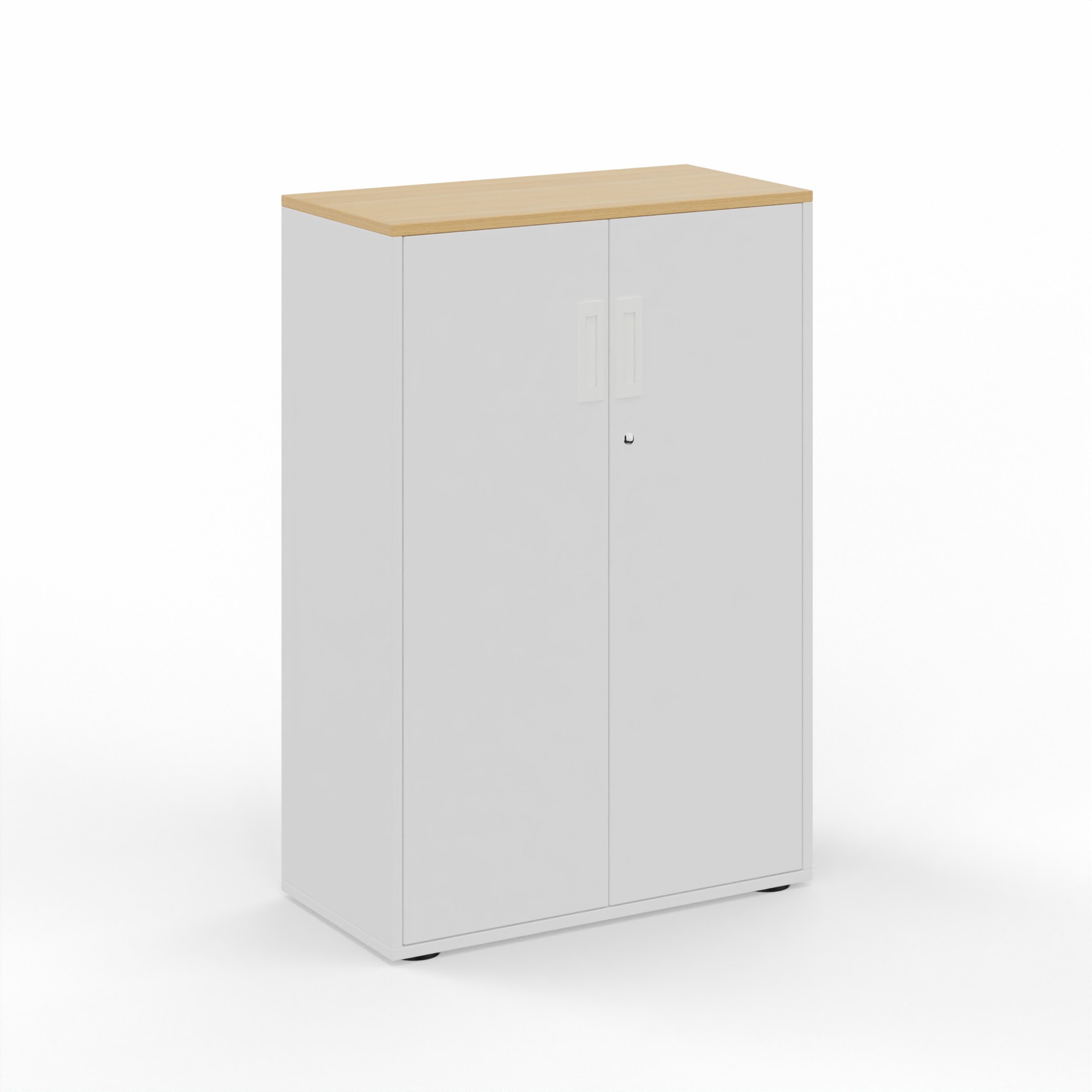 Image of Flügeltürschrank Tradingzone GO Swiss 80.0 x 118.0 x 40.0 cm, Weiss/Eiche, 3 Ordner hoch, Neu - Modern und Platzsparend