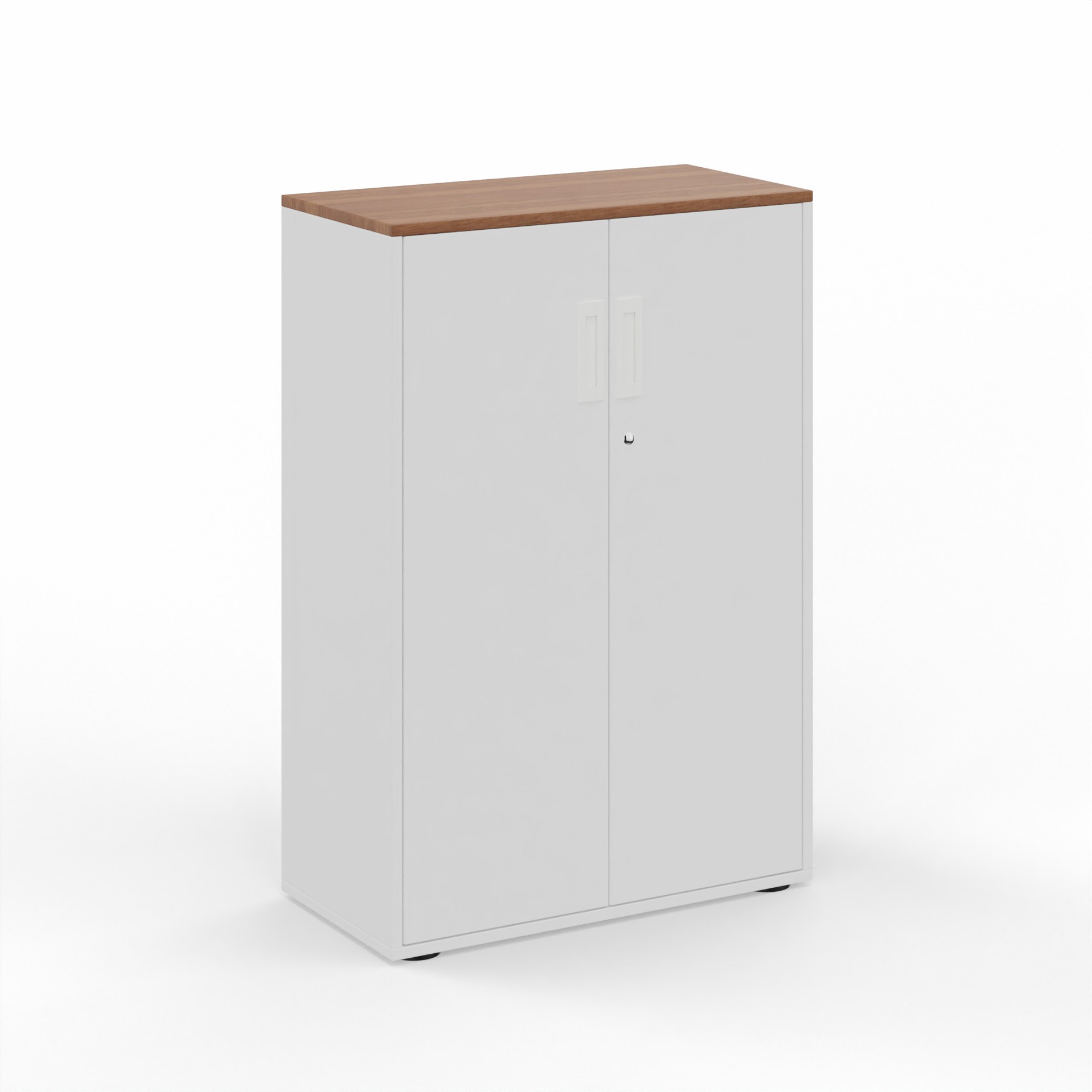 Image of Flügeltürschrank Tradingzone GO Swiss 80.0 x 118.0 x 40.0 cm, Weiss/Nussbaum, 3 Ordner hoch, Neu - Modern und Platzsparend
