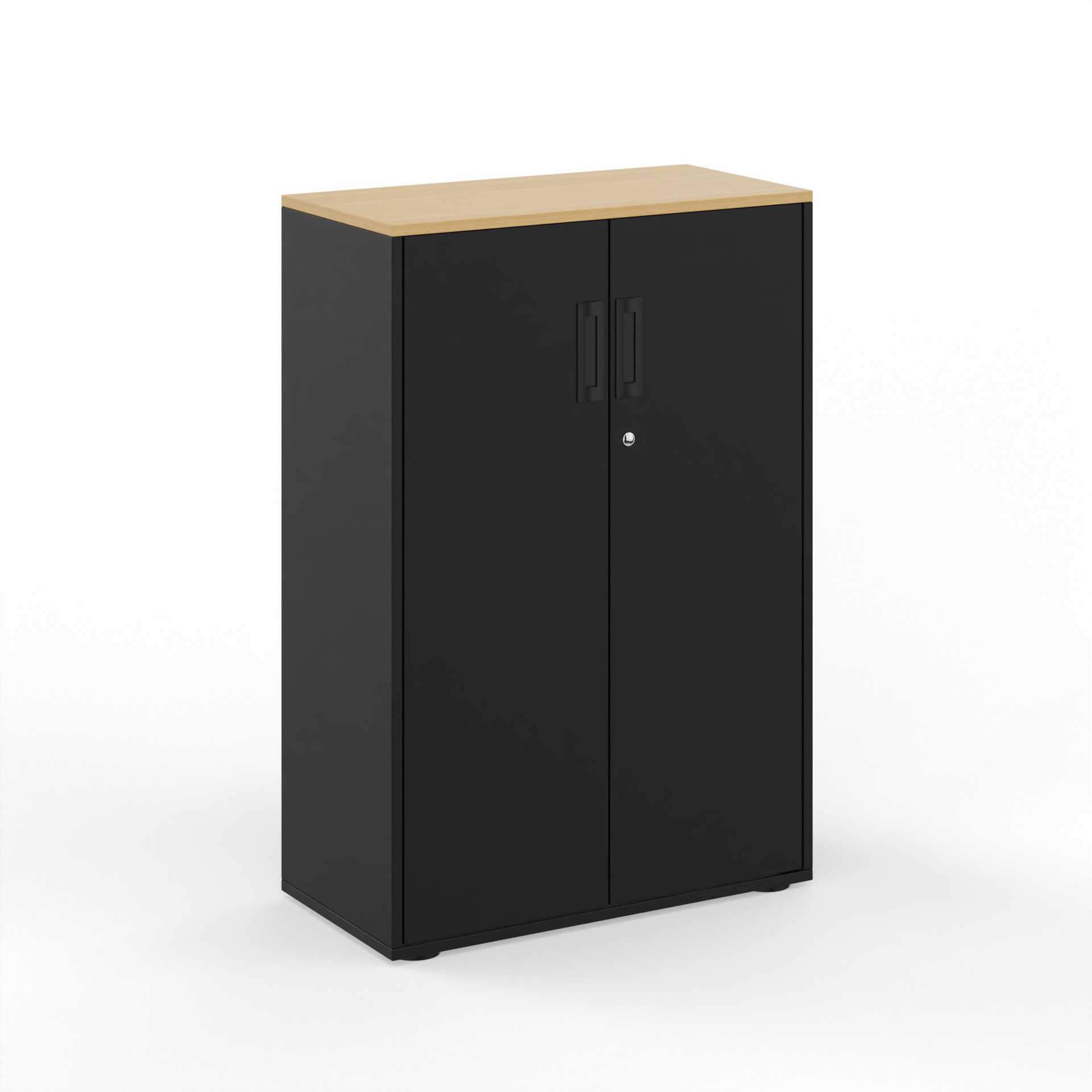 Image of Flügeltürschrank Tradingzone GO Swiss 80.0 x 118.0 x 40.0 cm, Schwarz/Eiche, 3 Ordner hoch, Neu - Modern und Platzsparend