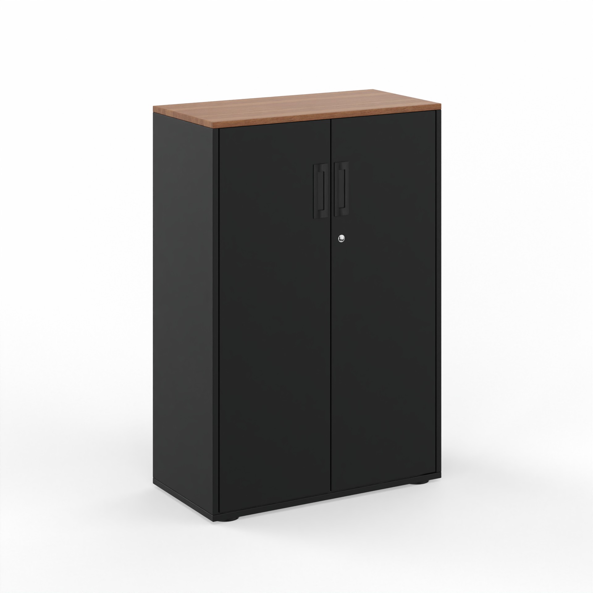 Flügeltürschrank Tradingzone GO Swiss (Nussbaum, Neu, mit Schlüssel, Schwarz)